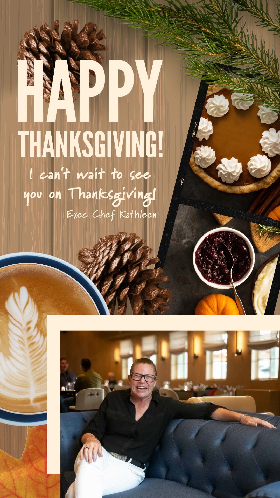 Flyer for the Thanksgiving Dinner at Market Steer Steakhouse, November 21, 2026, doors open at 4:00 pm